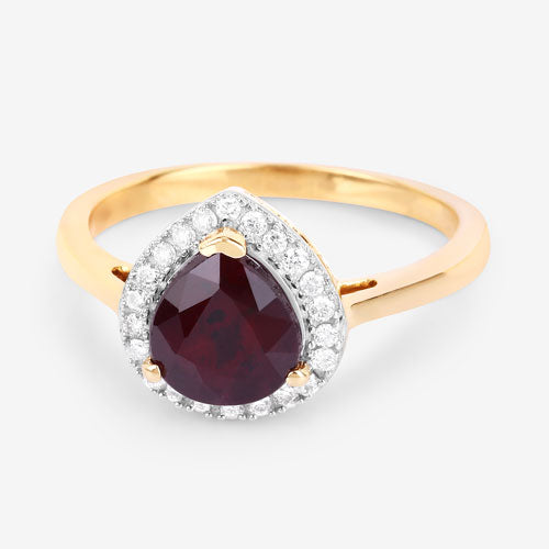 2.19 Carat Genuine Ruby and White Diamond 14K Yellow Gold Ring Bids.com
