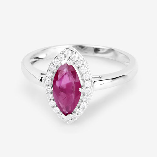 1.57 Carat Genuine Ruby and White Diamond 14K White Gold Ring Bids.com