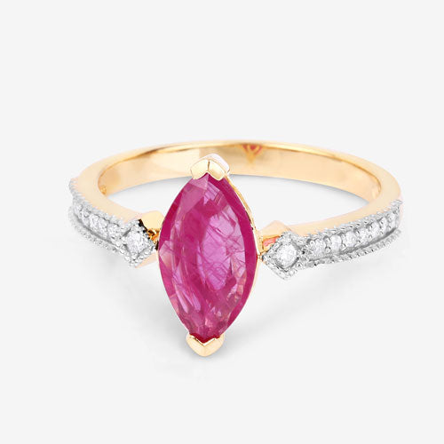 1.01 Carat Genuine Ruby and White Diamond 14K Yellow Gold Ring Bids.com