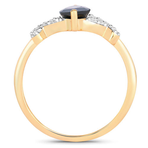 1.50 Carat Genuine Blue Sapphire and White Diamond 14K Yellow Gold Ring Bids.com