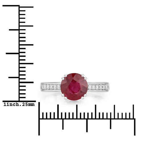 2.20 Carat Genuine Ruby and White Diamond 14K White Gold Ring Bids.com