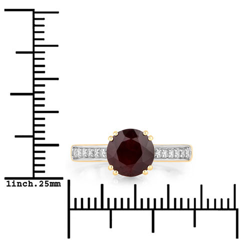 2.20 Carat Genuine Ruby and White Diamond 14K Yellow Gold Ring Bids.com