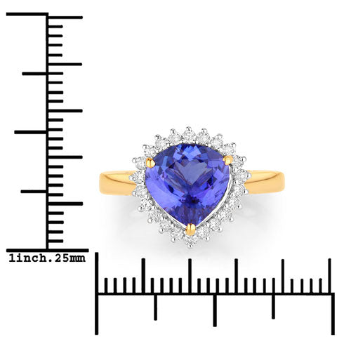 2.68 Carat Genuine Tanzanite and White Diamond 14K Yellow Gold Ring Bids.com