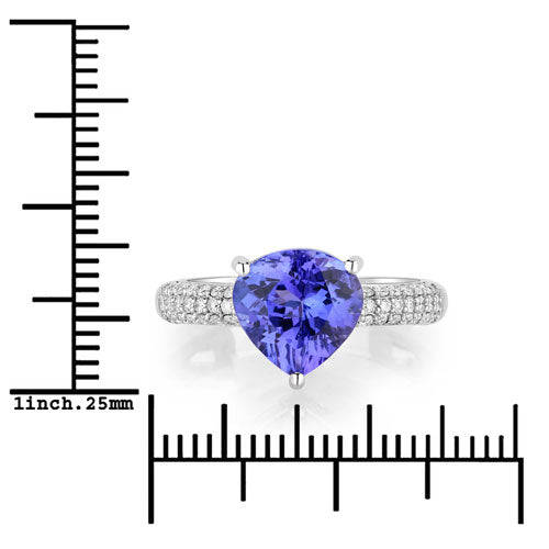 3.18 Carat Genuine Tanzanite and White Diamond 14K White Gold Ring Bids.com