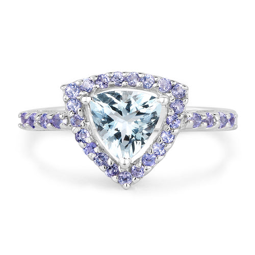 1.41 Carat Genuine Aquamarine & Tanzanite .925 Sterling Silver Ring Bids.com