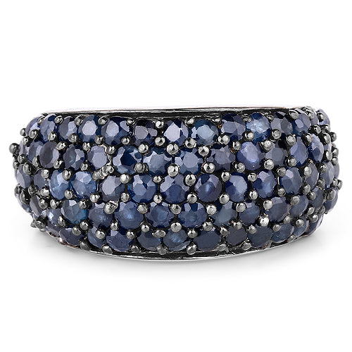3.28 Carat Genuine Blue Sapphire and White Topaz .925 Sterling Silver Ring Bids.com