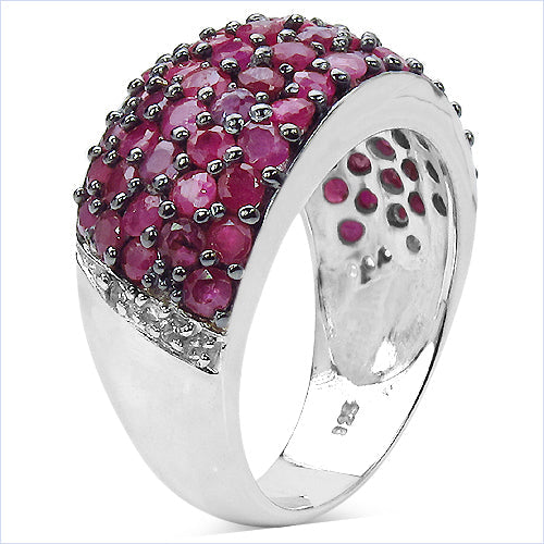 3.58 Carat Genuine Ruby & White Diamond .925 Sterling Silver Ring Bids.com