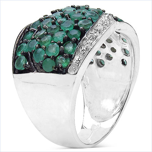 2.28 Carat Genuine Emerald & White Topaz .925 Sterling Silver Ring Bids.com