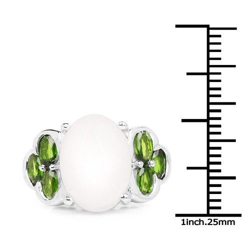 4.52 Carat Genuine Opal and Chrome Diopside .925 Sterling Silver Ring Bids.com