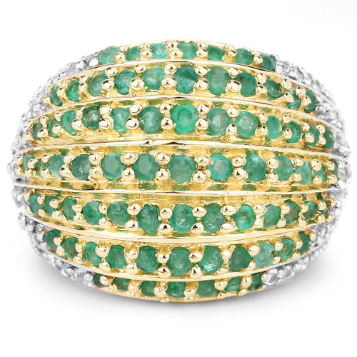 2.16 Carat Genuine Emerald and White Topaz .925 Sterling Silver Ring Bids.com