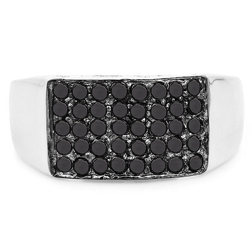 0.43 Carat Genuine Black Diamond .925 Sterling Silver Ring Bids.com