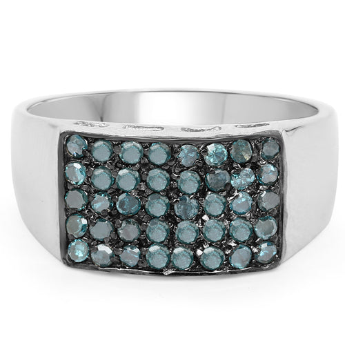 0.48 Carat Genuine Blue Diamond .925 Sterling Silver Ring Bids.com