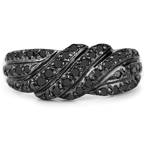0.35 Carat Genuine Black Diamond .925 Sterling Silver Ring Bids.com