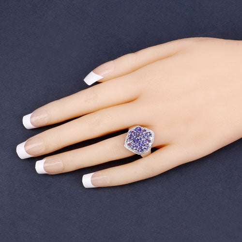 2.41 Carat Genuine Tanzanite and White Topaz .925 Sterling Silver Ring Bids.com