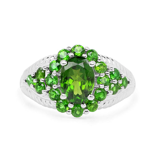 2.28 Carat Genuine Chrome Diopside .925 Sterling Silver Ring Bids.com