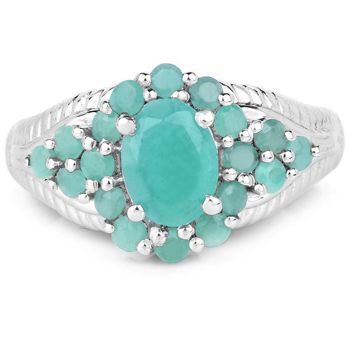 2.13 Carat Genuine Emerald .925 Sterling Silver Ring Bids.com