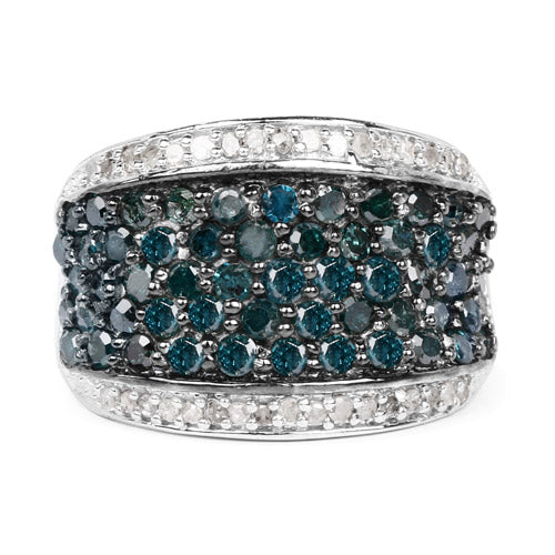 1.38 Carat Genuine Blue Diamond and White Diamond .925 Sterling Silver Ring Bids.com