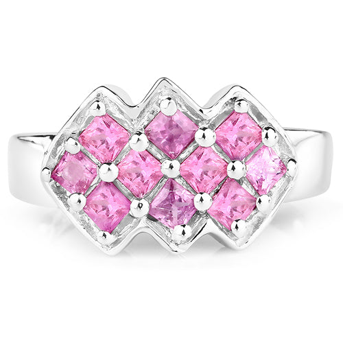 1.20 Carat Genuine Pink Sapphire .925 Sterling Silver Ring Bids.com