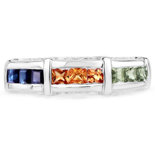 1.08 Carat Genuine Multi Sapphire .925 Sterling Silver Ring Bids.com