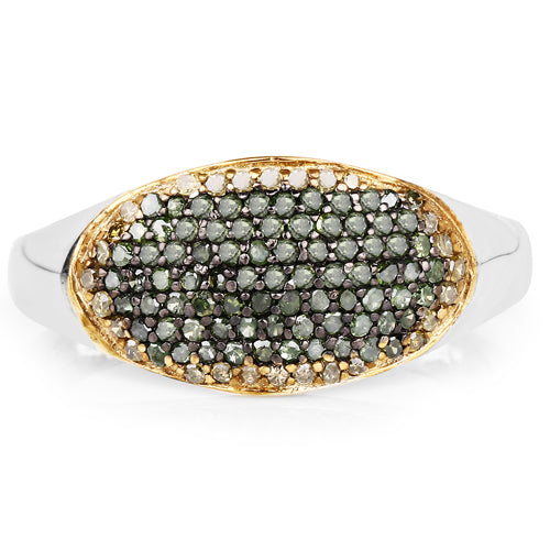 0.45 Carat Genuine Green Diamond and Yellow Diamond .925 Sterling Silver Ring Bids.com