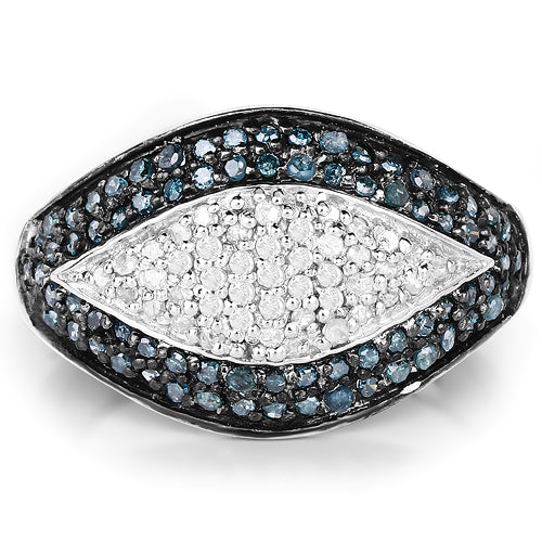 0.50 Carat Genuine Blue Diamond and White Diamond .925 Sterling Silver Ring Bids.com