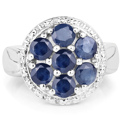 2.10 Carat Genuine Blue Sapphire .925 Sterling Silver Ring Bids.com