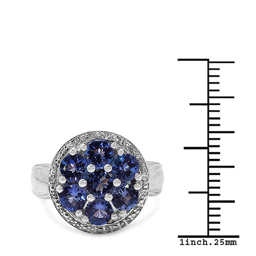 1.61 Carat Genuine Tanzanite .925 Sterling Silver Ring Bids.com