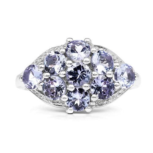 2.07 Carat Genuine Tanzanite .925 Sterling Silver Ring Bids.com