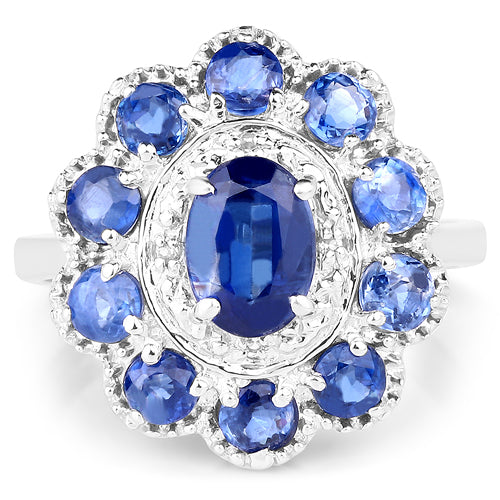 2.47 Carat Genuine Kyanite & White Topaz .925 Sterling Silver Ring Bids.com