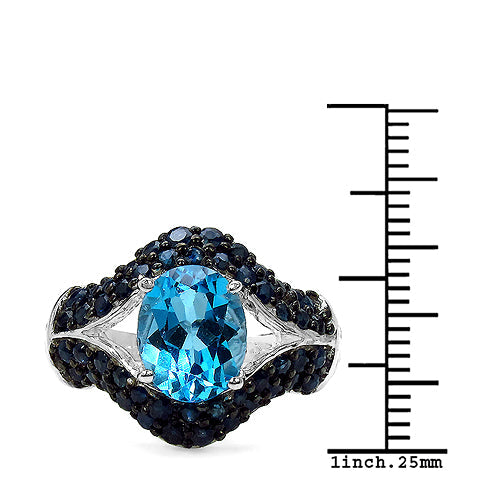5.02 Carat Genuine Blue Topaz & Blue Sapphire .925 Sterling Silver Ring Bids.com