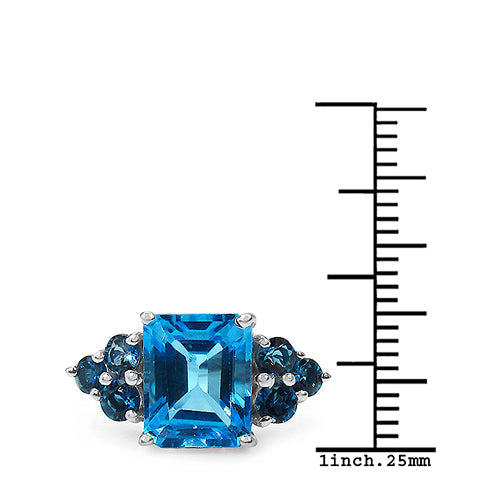 4.72 Carat Genuine Swiss Blue Topaz & London Blue Topaz .925 Sterling Silver Ring Bids.com