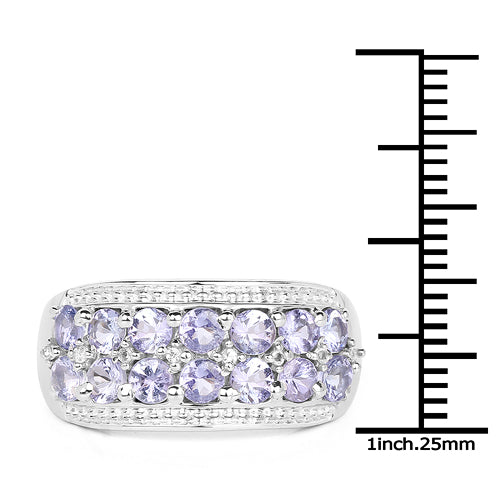 1.44 Carat Genuine Tanzanite & White Topaz .925 Sterling Silver Ring Bids.com