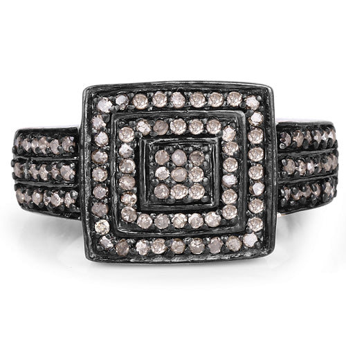 0.42 Carat Genuine Champagne Diamond .925 Sterling Silver Ring Bids.com