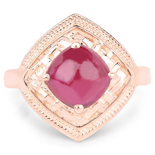14K Rose Gold Plated 3.15 Carat Genuine Glass Filled Ruby .925 Sterling Silver Ring Bids.com