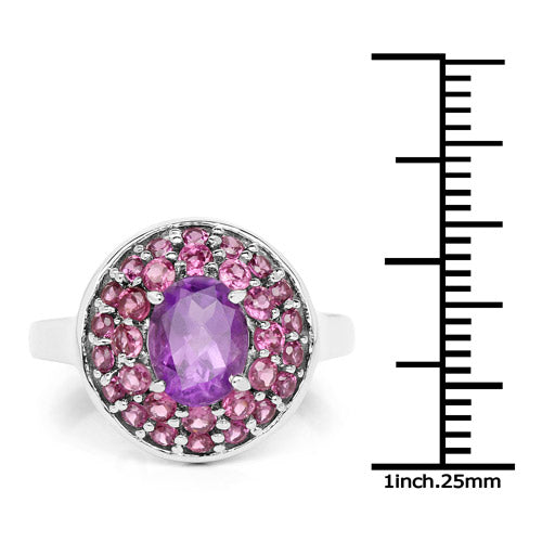 2.48 Carat Genuine Amethyst and Rhodolite .925 Sterling Silver Ring Bids.com
