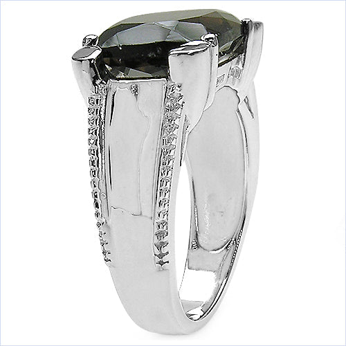 5.48 Carat Genuine Smoky Quartz .925 Sterling Silver Ring Bids.com