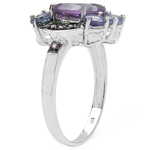 4.04 Carat Genuine Amethyst & Tanzanite .925 Sterling Silver Ring Bids.com