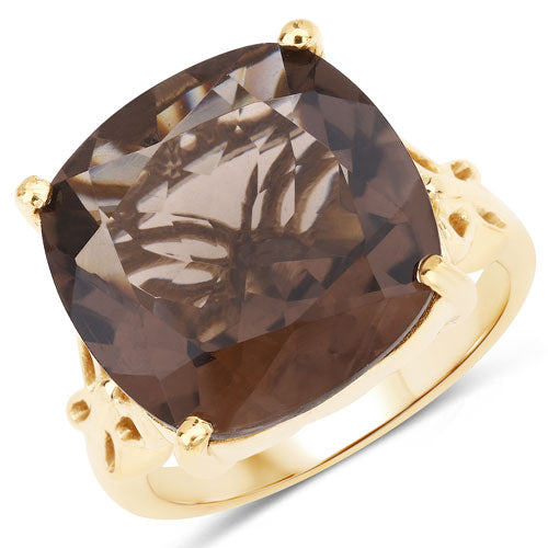 12.35 Carat Genuine Smoky Quartz and White Diamond .925 Sterling Silver Ring Bids.com