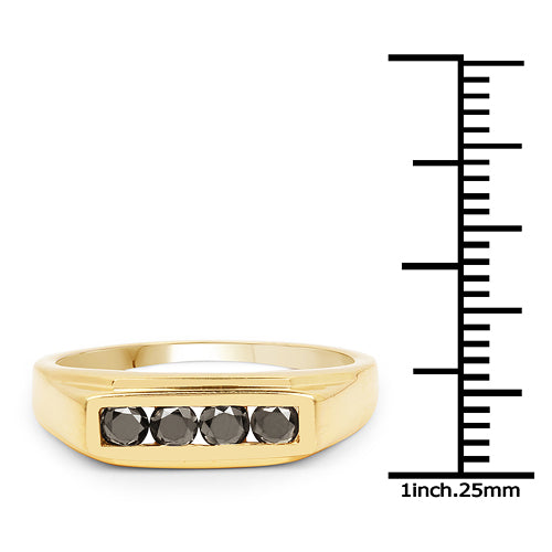 14K Yellow Gold Plated 0.48 Carat Genuine Black Diamond .925 Sterling Silver Ring Bids.com