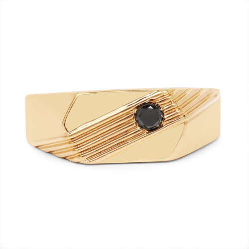 14K Yellow Gold Plated 0.12 Carat Genuine Black Diamond .925 Sterling Silver Ring Bids.com