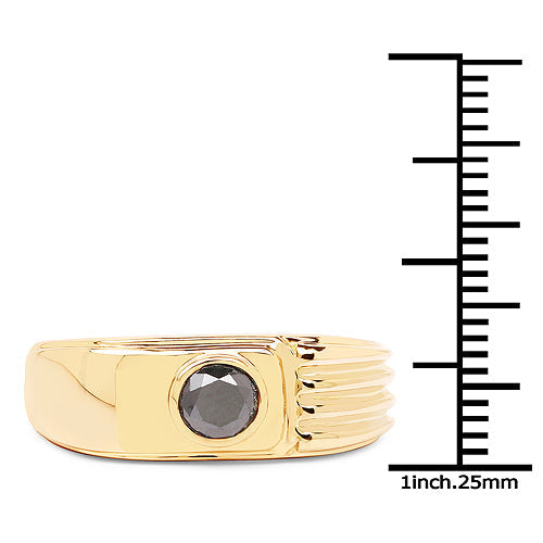 14K Yellow Gold Plated 0.25 Carat Genuine Black Diamond .925 Sterling Silver Ring Bids.com