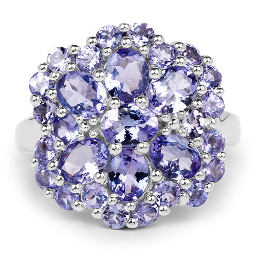 3.91 Carat Genuine Tanzanite .925 Sterling Silver Ring Bids.com