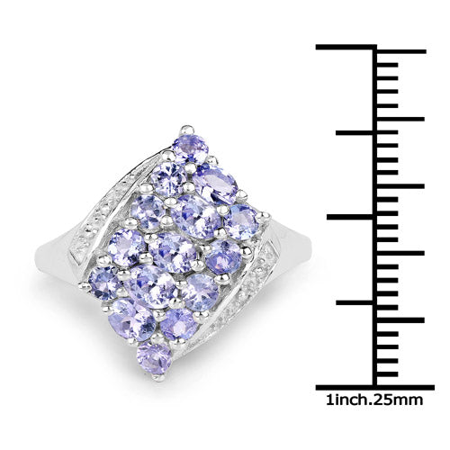 1.85 Carat Genuine Tanzanite .925 Sterling Silver Ring Bids.com