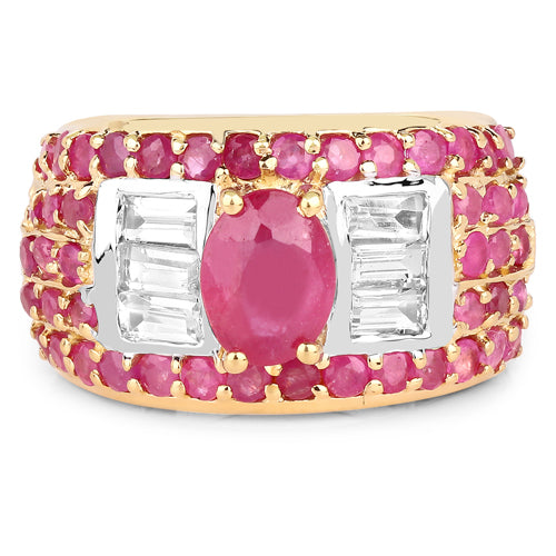 4.23 Carat Glass Filled Ruby and White Topaz .925 Sterling Silver Ring Bids.com