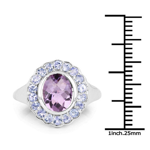 2.53 Carat Genuine Amethyst and Tanzanite .925 Sterling Silver Ring Bids.com