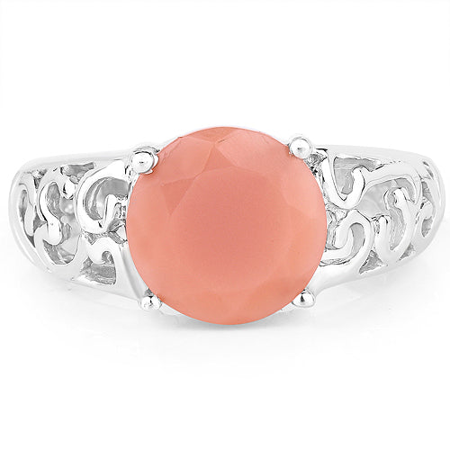 3.30 Carat Genuine Peach Moonstone .925 Sterling Silver Ring Bids.com