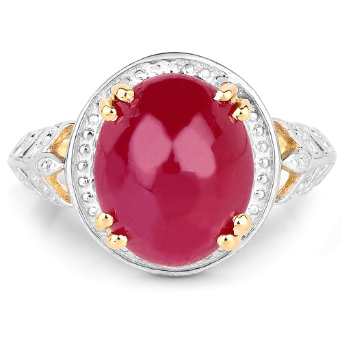 14K Yellow Gold Plated 4.46 Carat Genuine Glass Filled Ruby .925 Sterling Silver Ring Bids.com