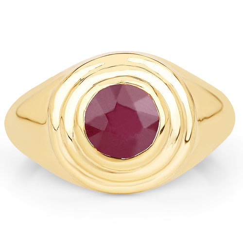 14K Yellow Gold Plated 1.65 Carat Genuine Glass Filled Ruby .925 Sterling Silver Ring Bids.com