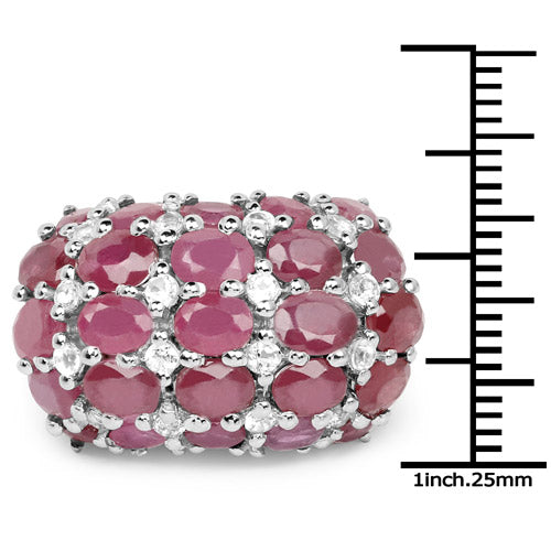 8.54 Carat Glass Filled Ruby and White Topaz .925 Sterling Silver Ring Bids.com