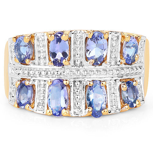 14K Yellow Gold Plated 1.68 Carat Genuine Tanzanite .925 Sterling Silver Ring Bids.com